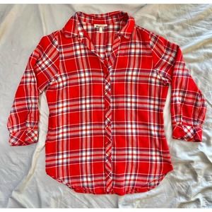 Hester & Orchard button up half sleeve flannel size small